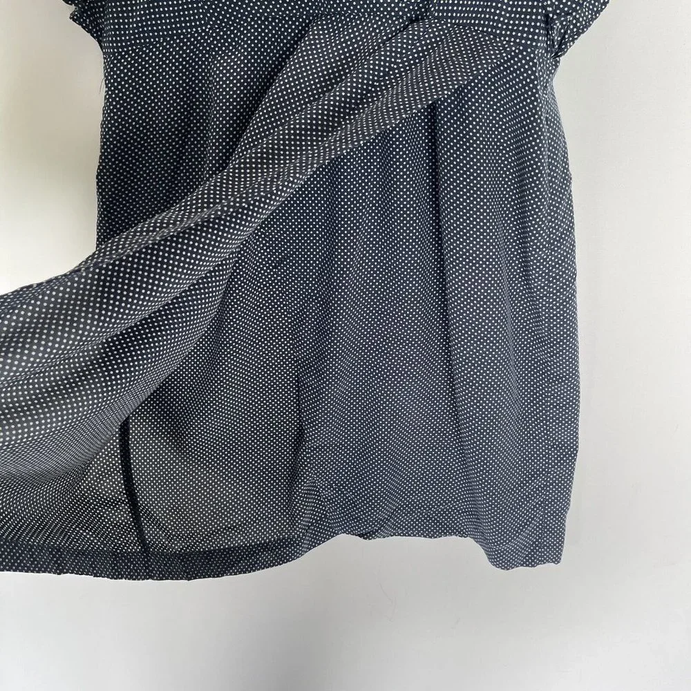 Anthropologie Avec les Filles Dress Women Medium Blue Polka Dot Ruffle Pockets - Picture 11 of 12